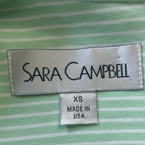 Sara Campbell Mint Green White Stripe Classic Scalloped Sleeveless Mini Dress XS - Picture 7 of 10
